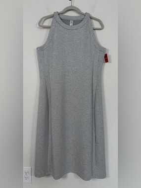 NWT Spanx Air Essentials Side Stripe Midi Dress Light Heather Grey Size XL